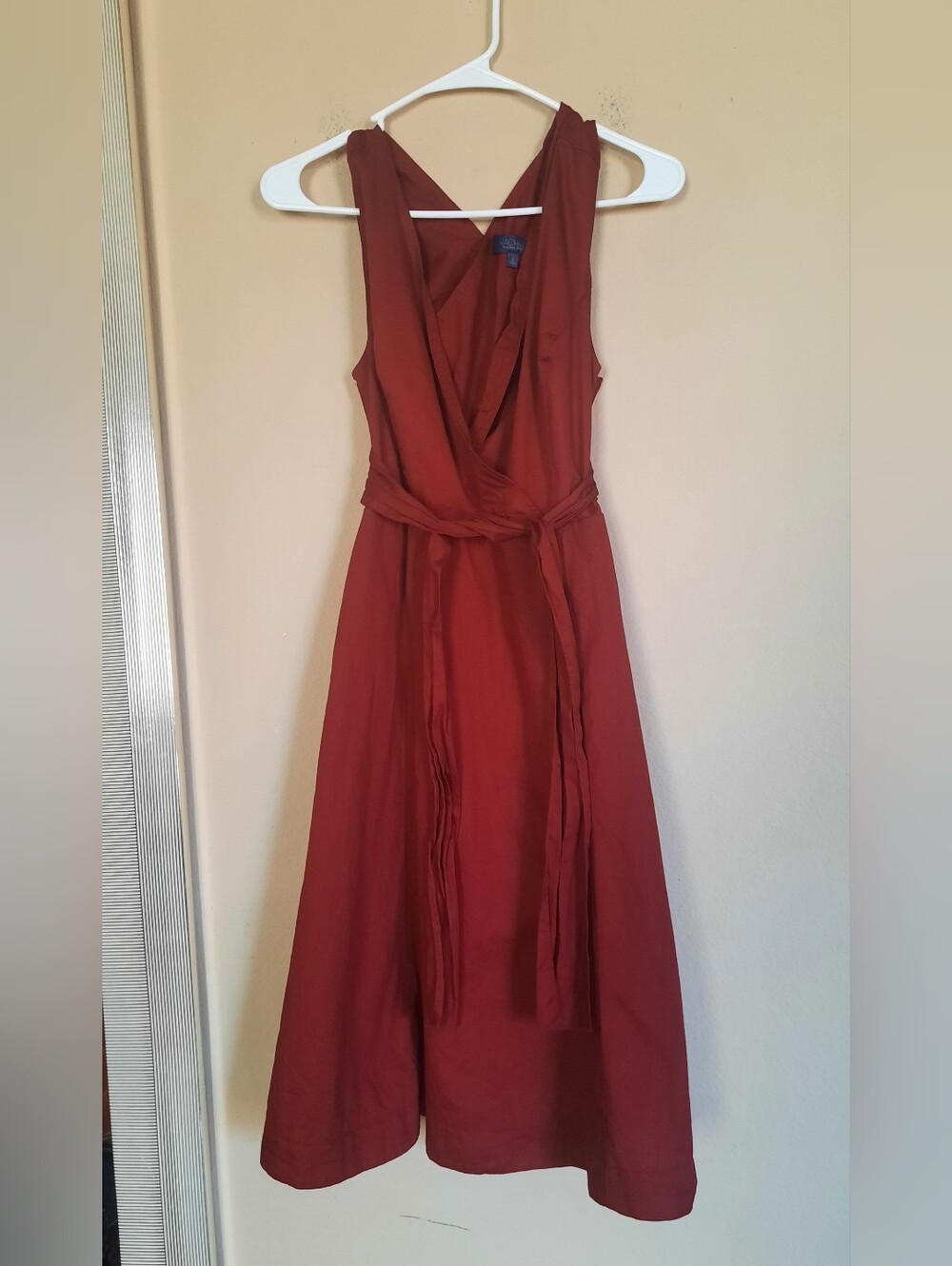RACHEL Rachel Roy Sleeveless Wrap Midi Dress in Rust